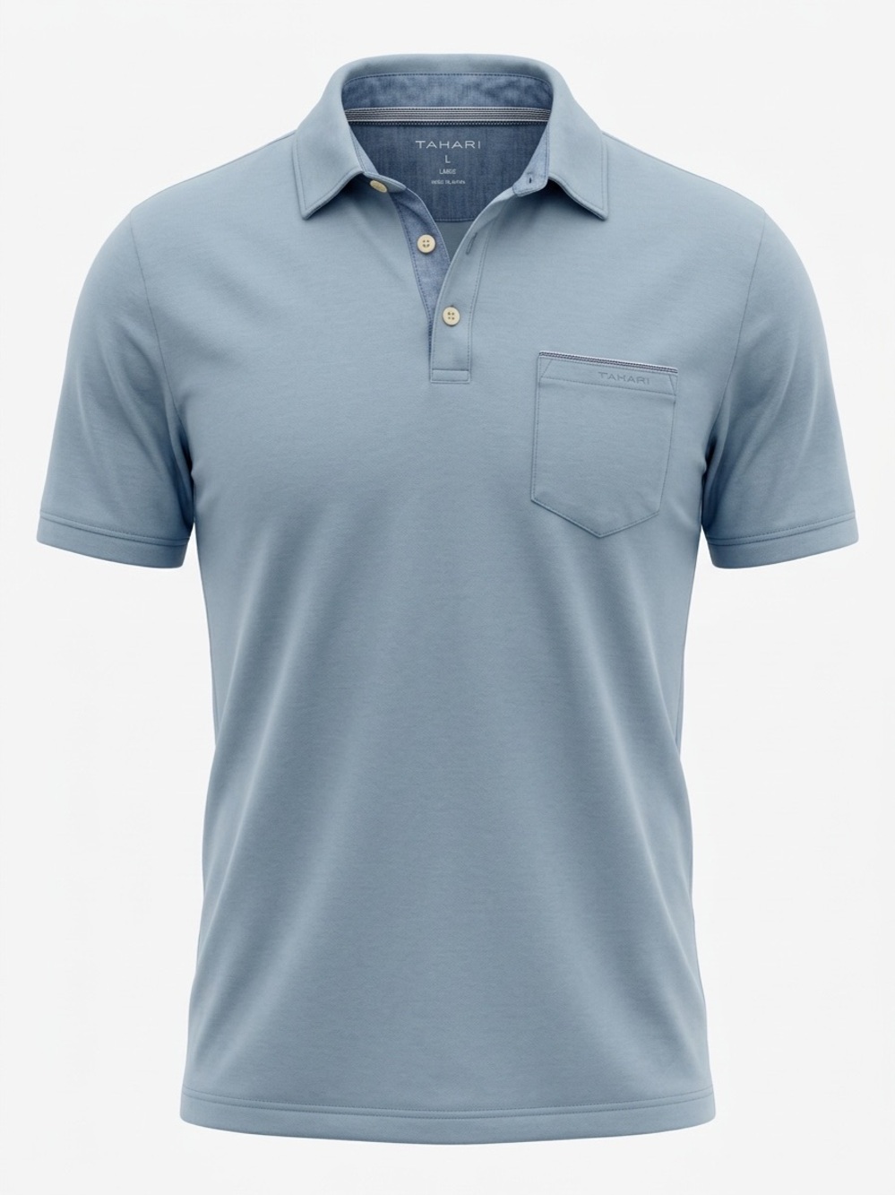Tahari Men's Pale Blue Short-Sleeve Polo with Chest Pocket #2